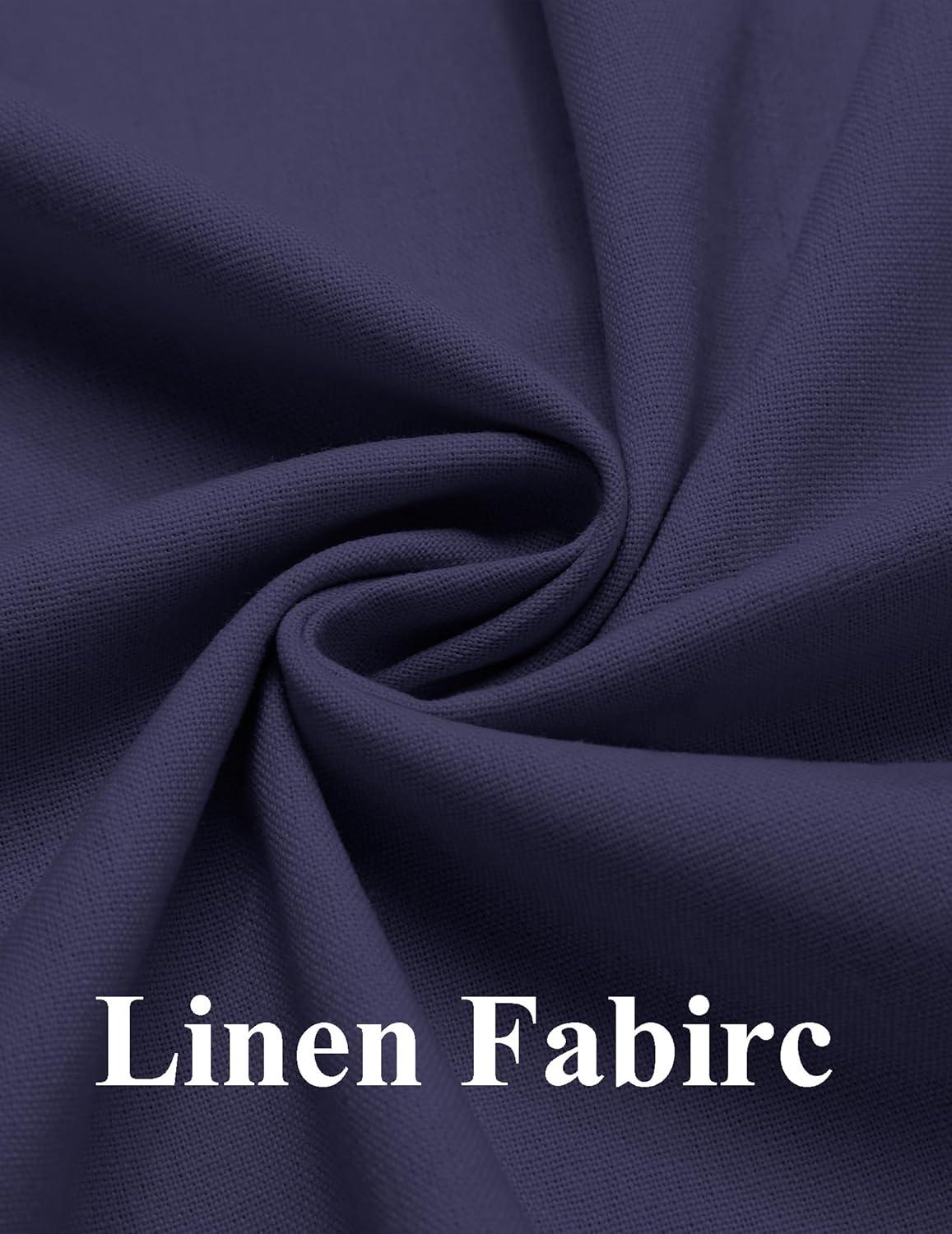 imageCOOFANDY Mens 2 Piece Linen Suits Set Regular Fit Casual Linen Lightweight Suit Summer Beach WeddingNavy Blue