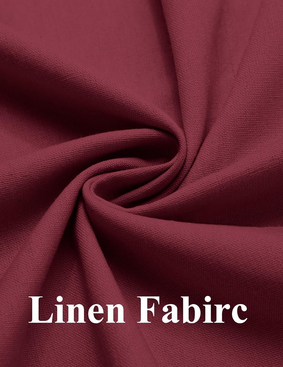 imageCOOFANDY Mens 2 Piece Linen Suits Set Regular Fit Casual Linen Lightweight Suit Summer Beach WeddingWine Red