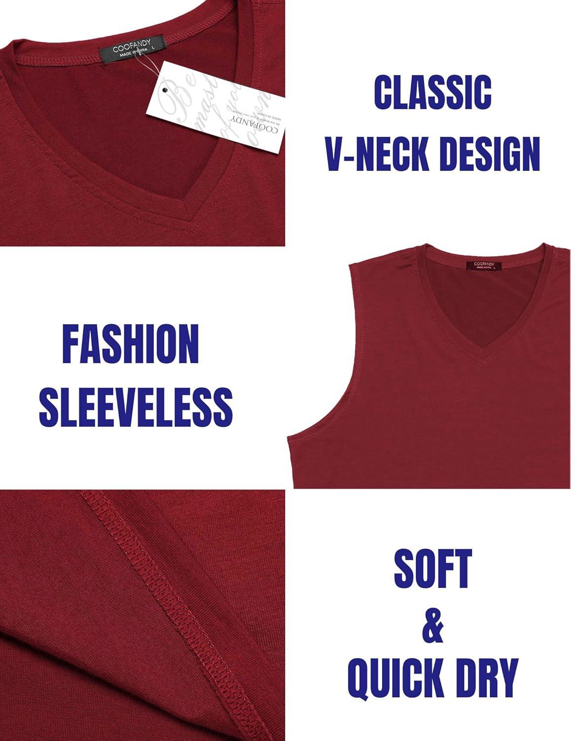 imageCOOFANDY Mens 3 Pack Workout Tank Tops Gym Sleeveless Shirts V Neck Bodybuilding Muscle Tee Shirt03wine RedRoyal BlueBlack