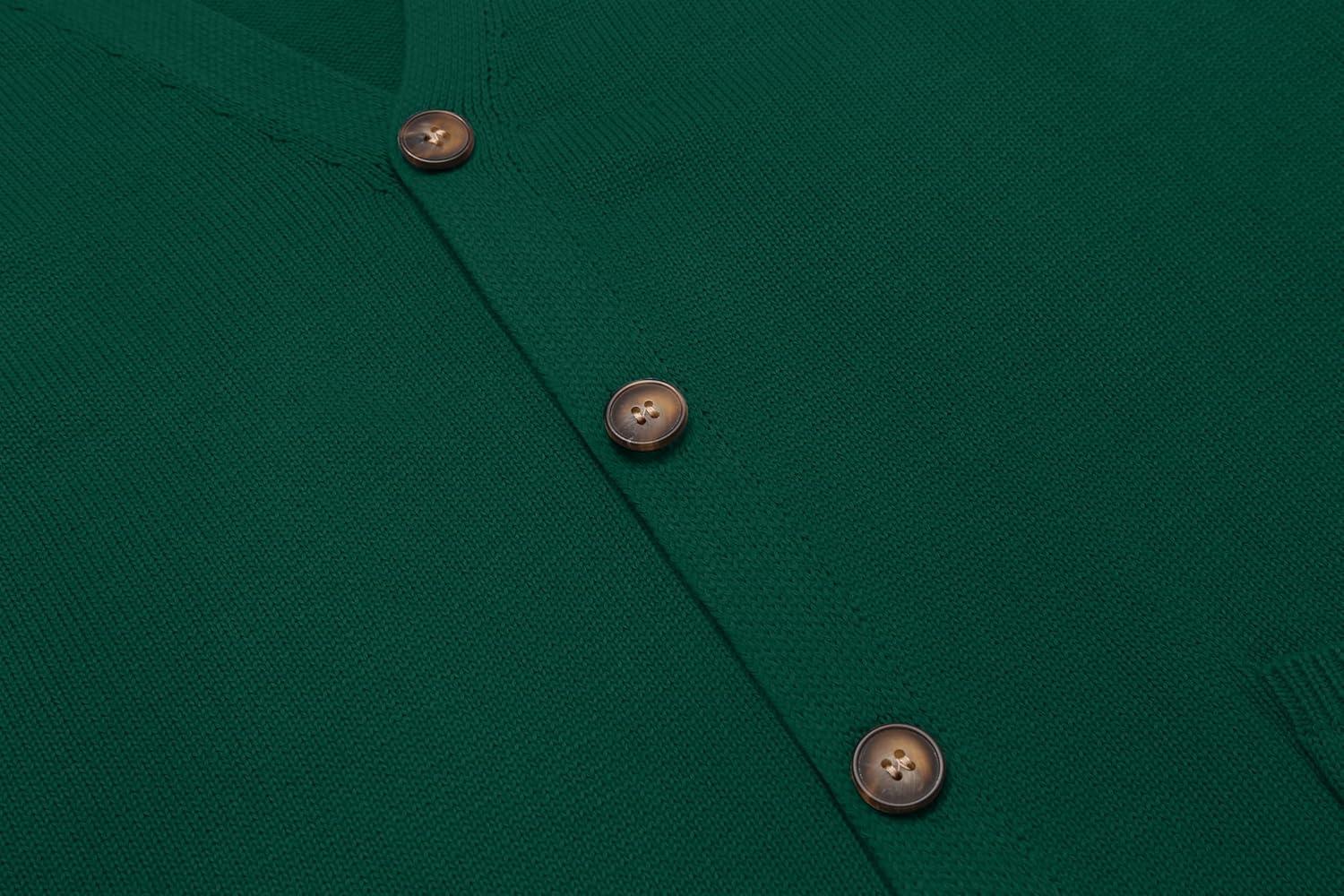 imageCOOFANDY Mens Cardigan Sweater Long Sleeve Casual V Neck Button Down Knitted Sweater with PocketsDark Green