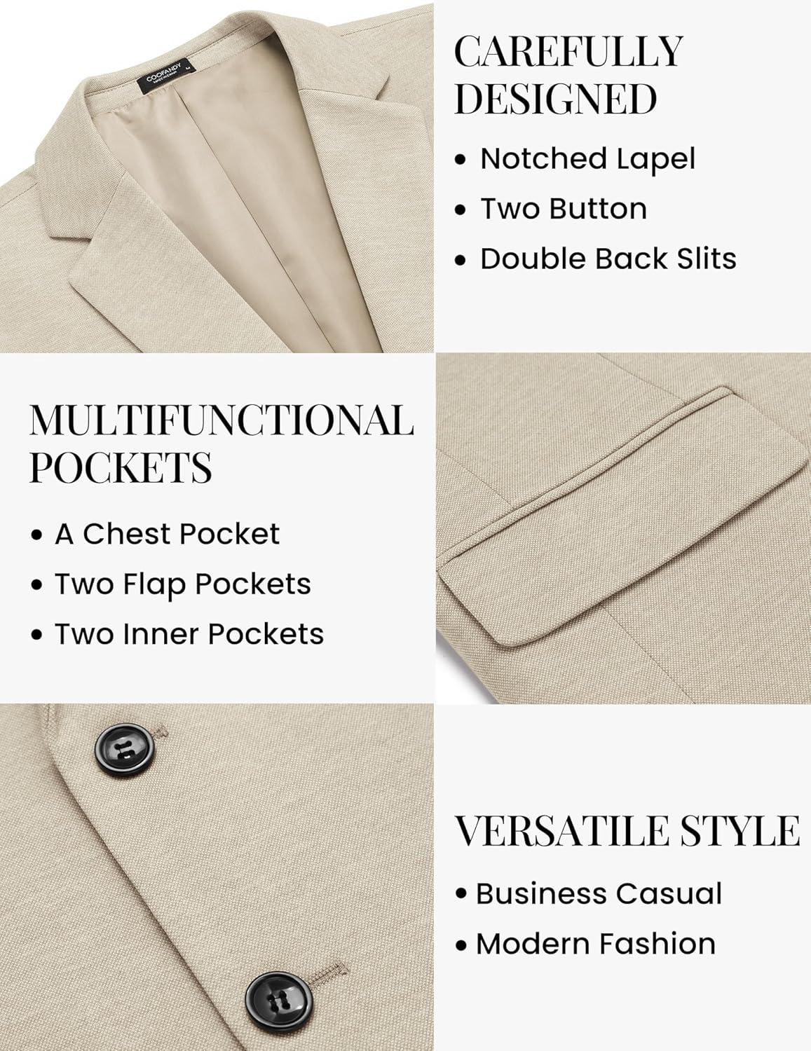 imageCOOFANDY Mens Casual Blazer Knit Sport Coat Lightweight Two Button Suit JacketWhite