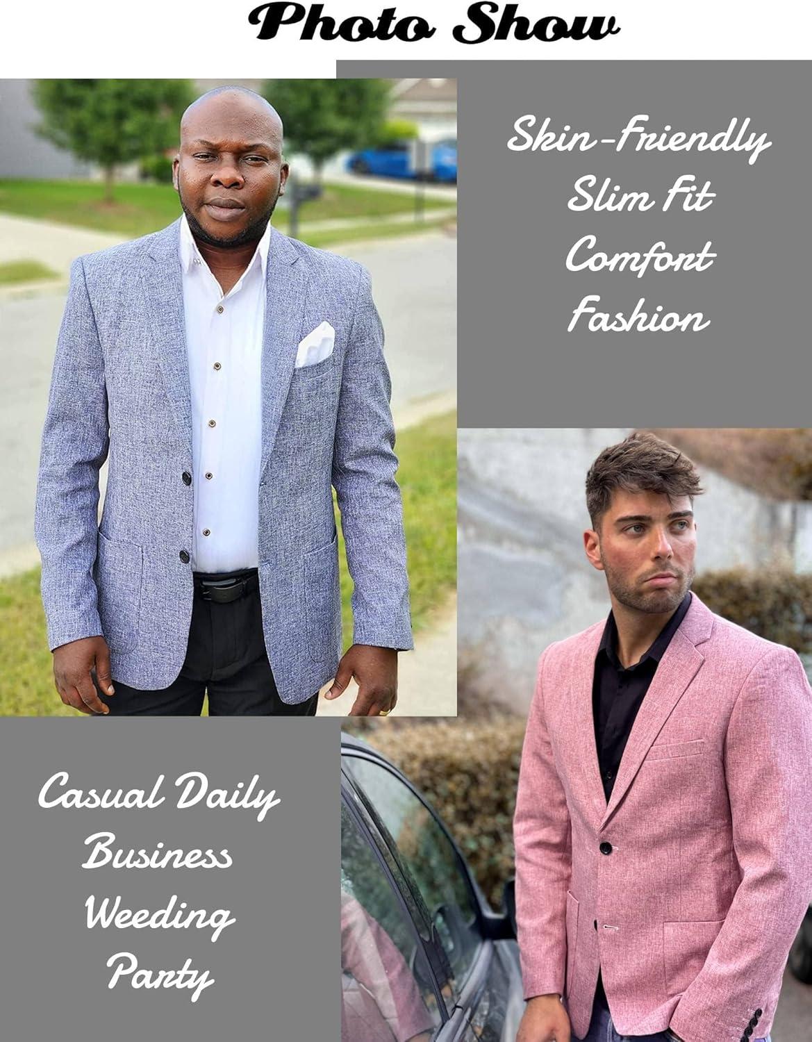 imageCOOFANDY Mens Casual Blazer Slim Fit Sport Coat Lightweight Two Button Suit JacketsBrick Red