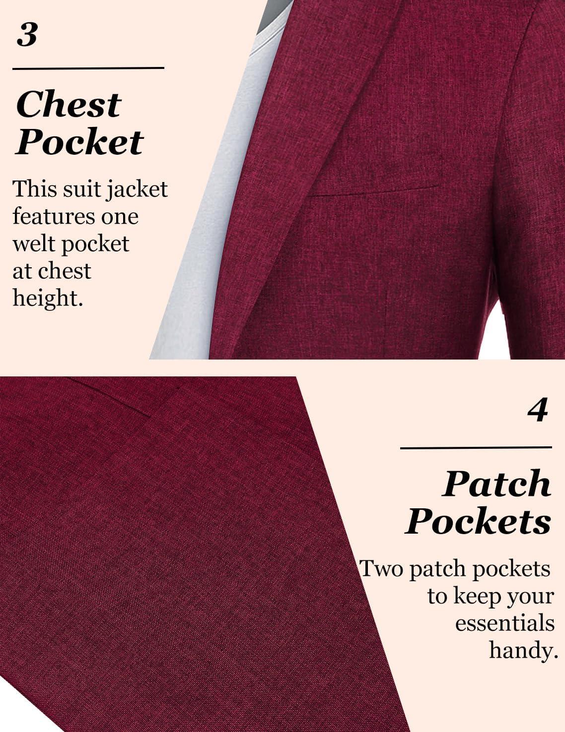 imageCOOFANDY Mens Casual Blazer Slim Fit Sport Coat Lightweight Two Button Suit JacketsBurgundy