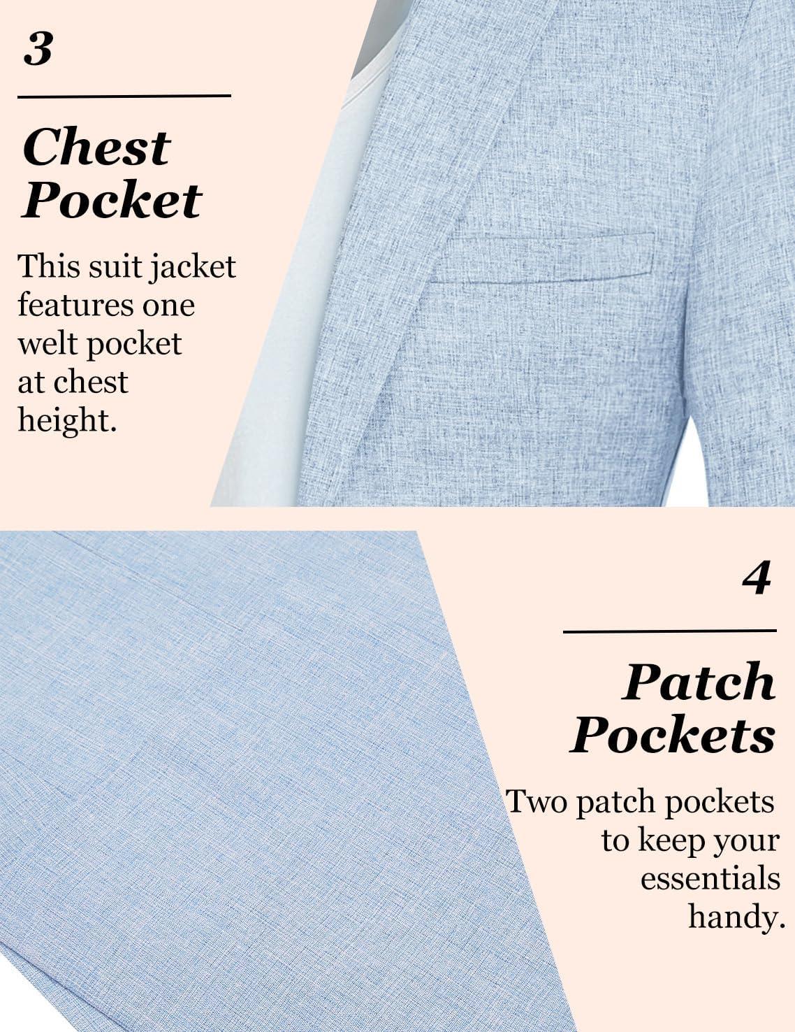 imageCOOFANDY Mens Casual Blazer Slim Fit Sport Coat Lightweight Two Button Suit JacketsLight Blue