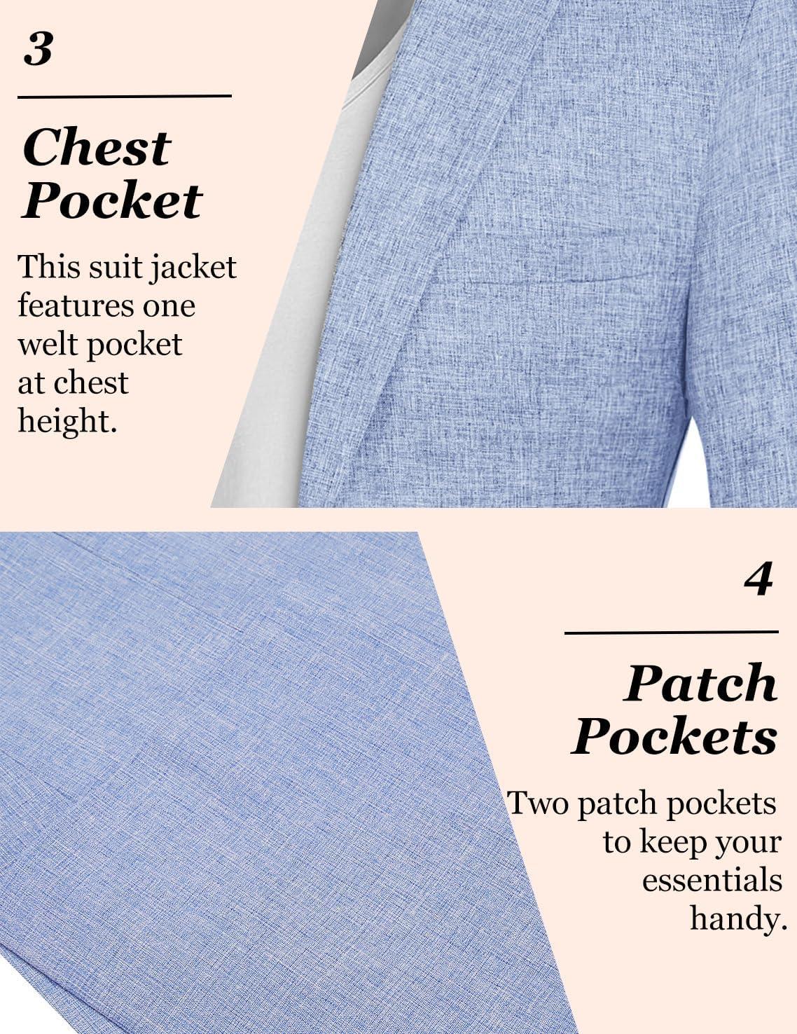 imageCOOFANDY Mens Casual Blazer Slim Fit Sport Coat Lightweight Two Button Suit JacketsSky Blue