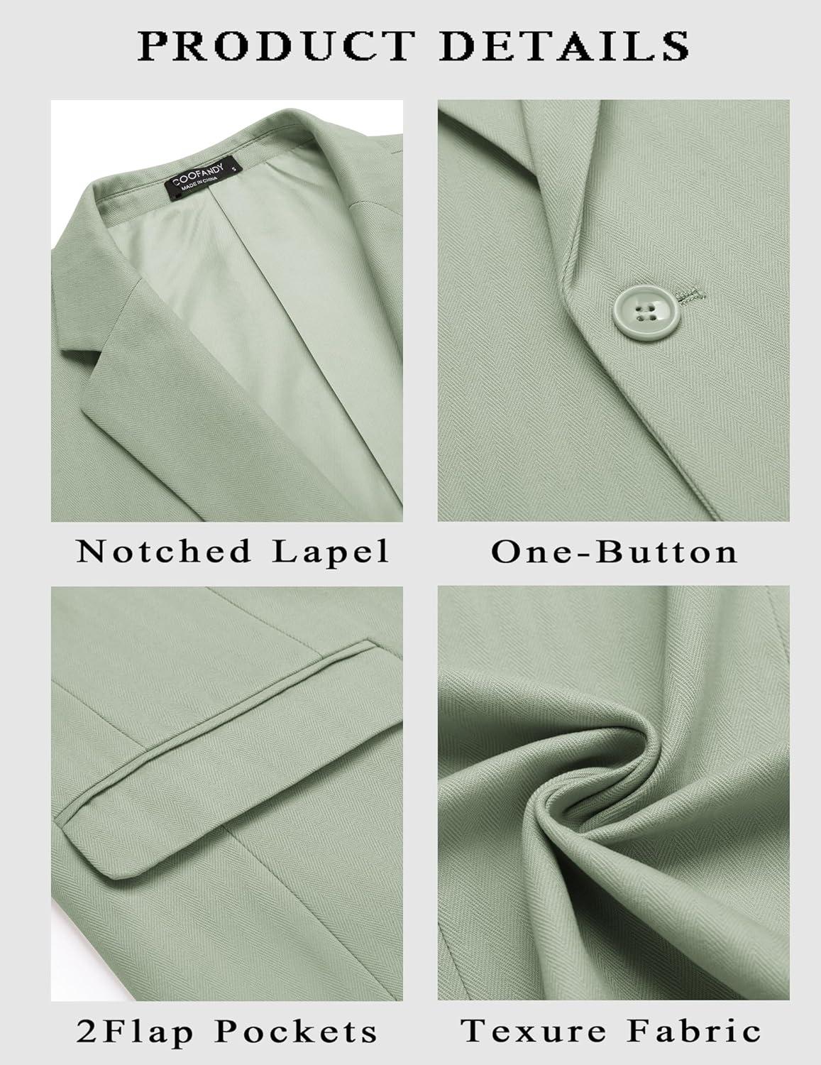 imageCOOFANDY Mens Casual Blazer Slim Fit Sport Coats One Button Stylish Business Suit JacketLight Green