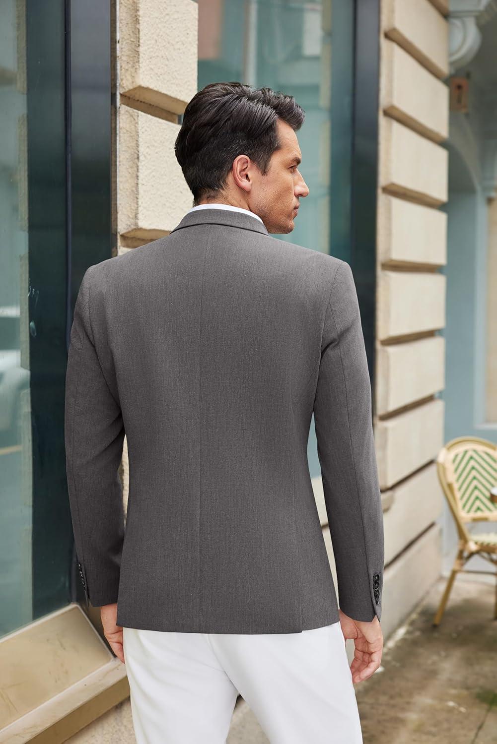 imageCOOFANDY Mens Casual Blazer Slim Fit Suit Jacket Lightweight One Button Business Sport CoatsDark Grey