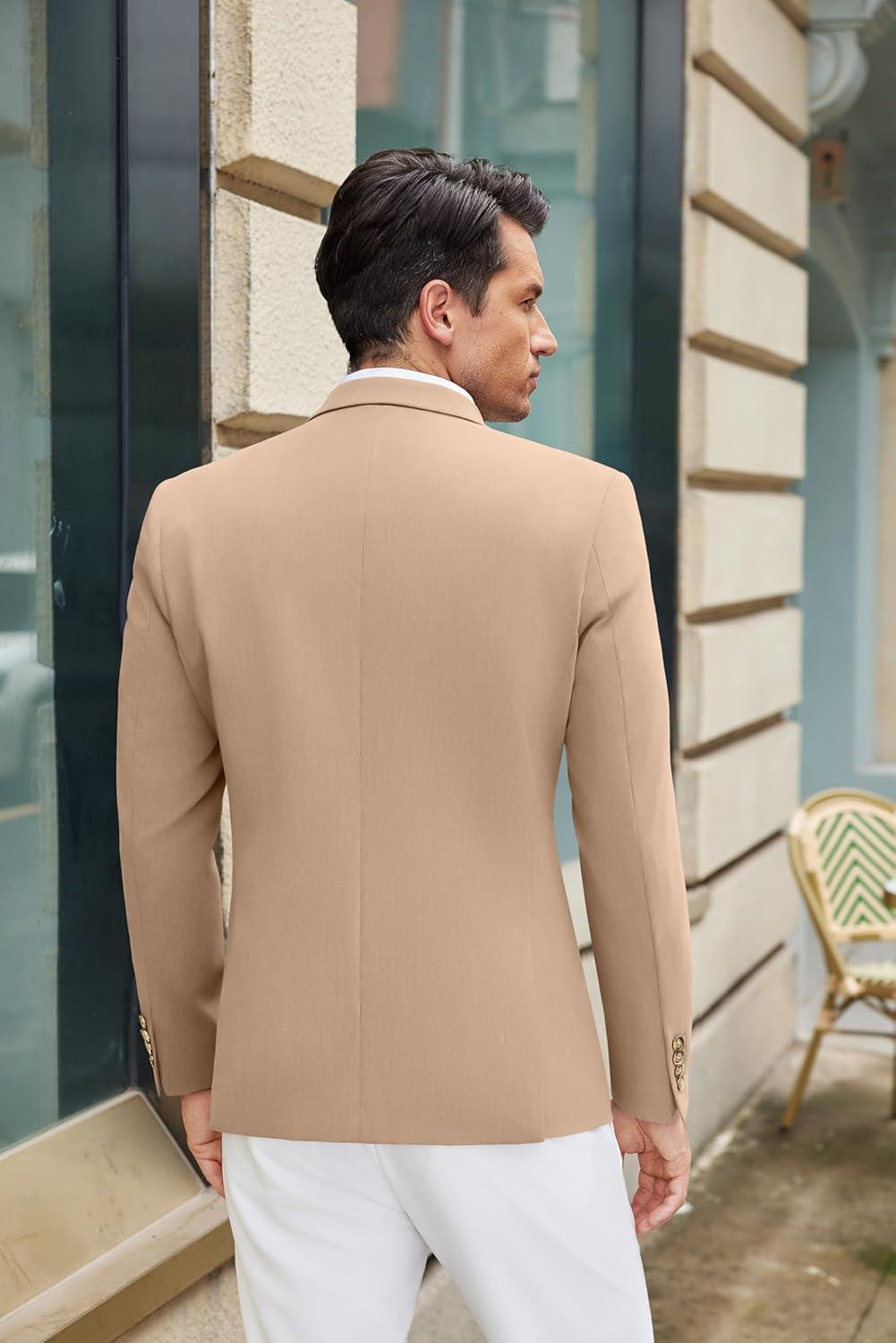 imageCOOFANDY Mens Casual Blazer Slim Fit Suit Jacket Lightweight One Button Business Sport CoatsKhaki