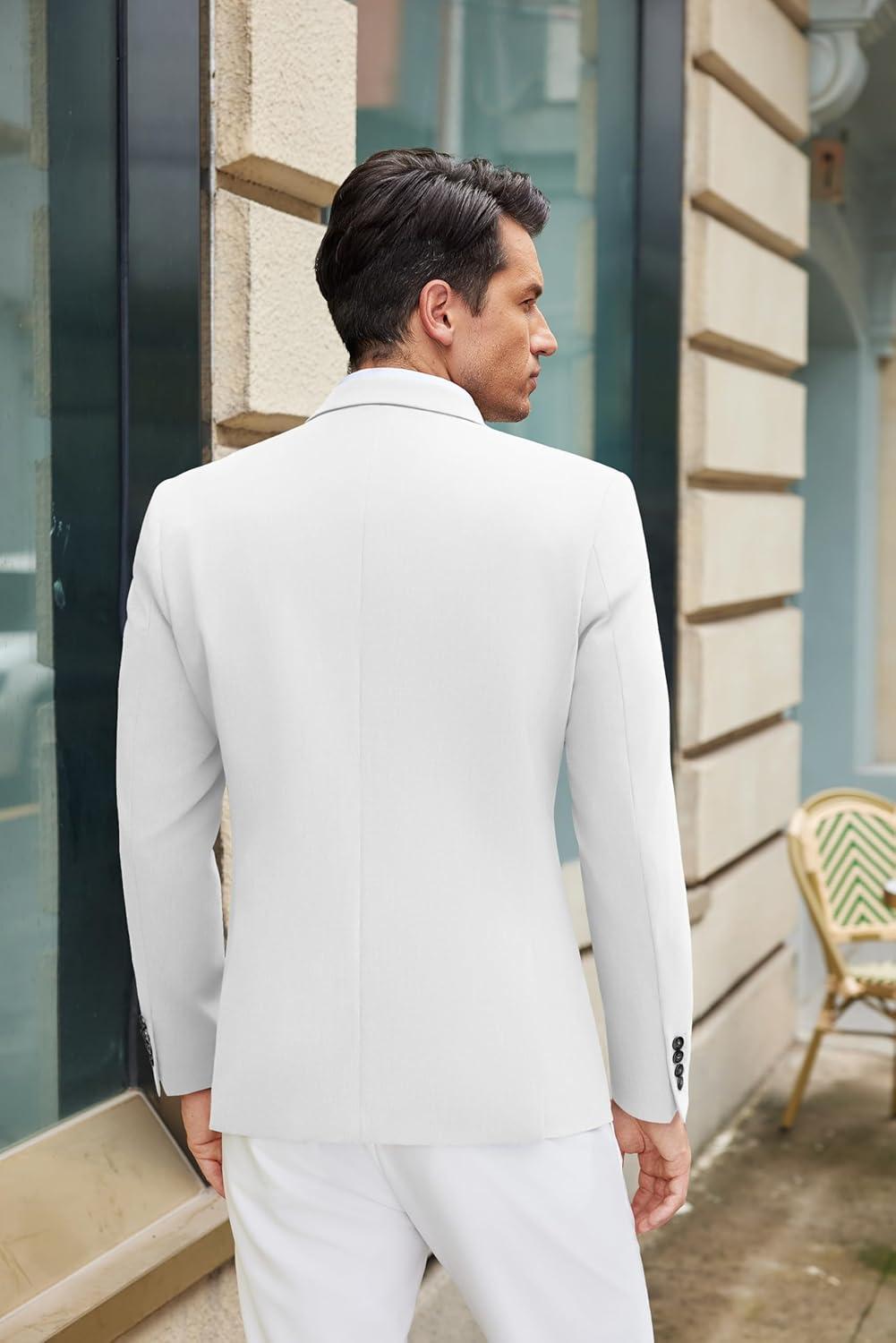 imageCOOFANDY Mens Casual Blazer Slim Fit Suit Jacket Lightweight One Button Business Sport CoatsWhite