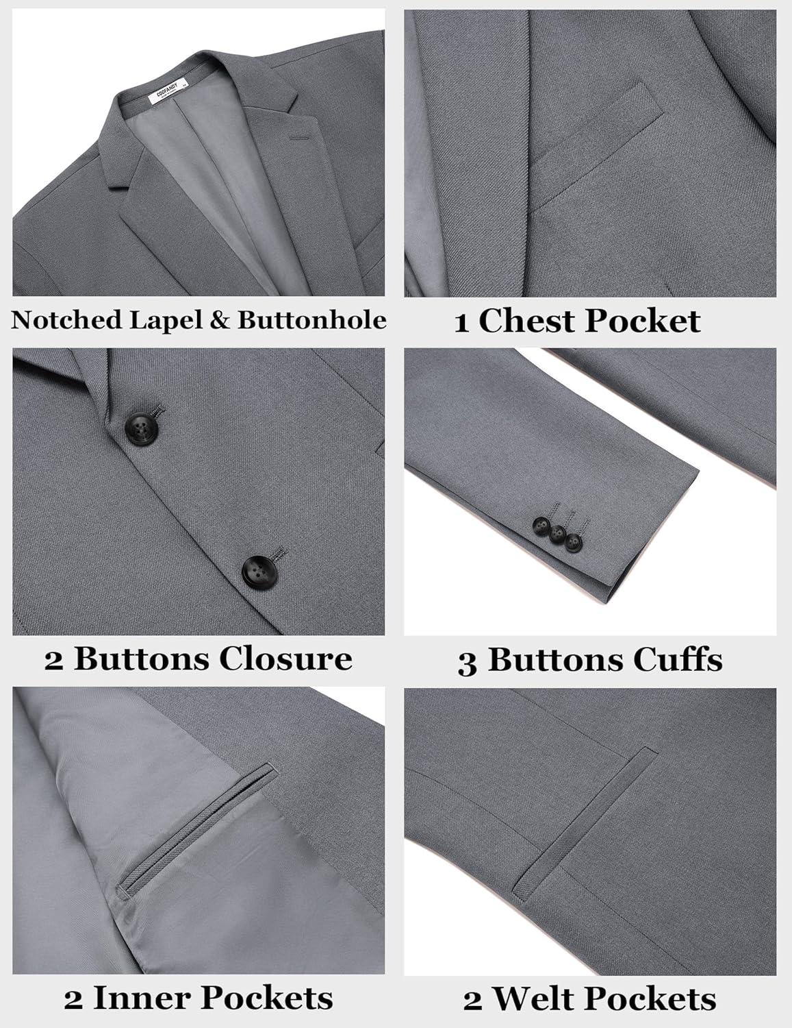 imageCOOFANDY Mens Casual Blazer Slim Fit Two Buttons Sport Coat Lightweight Suit JacketGrey