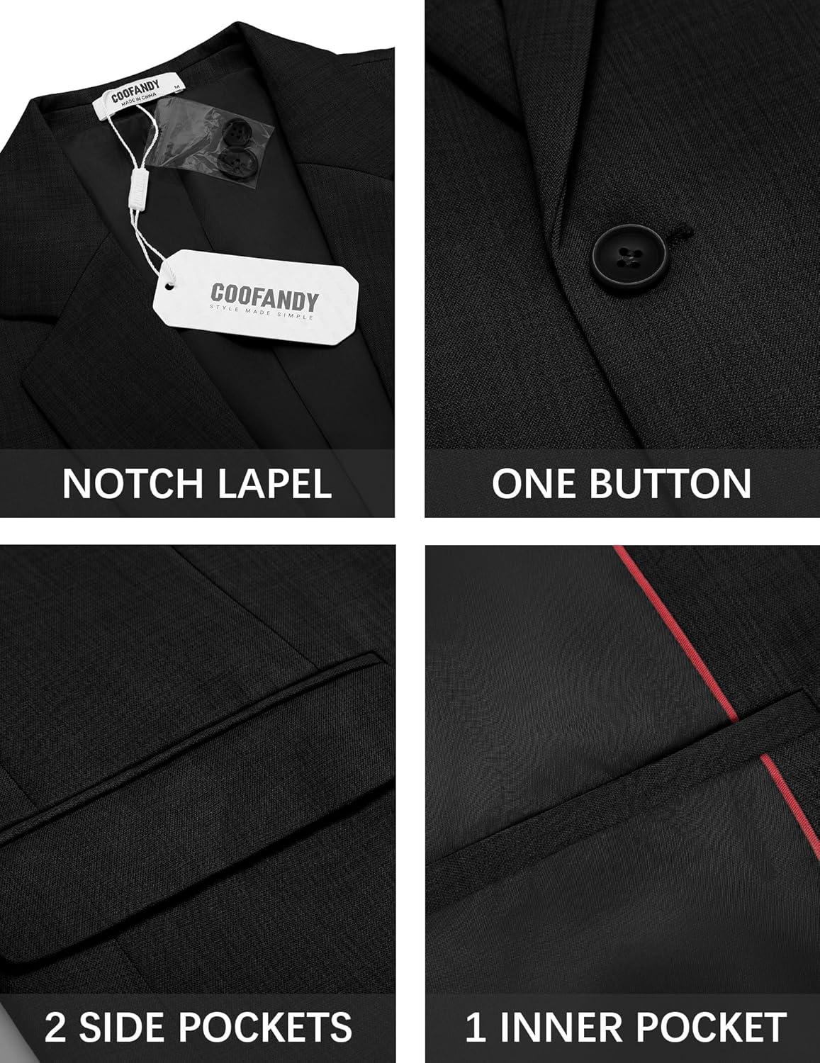 imageCOOFANDY Mens Casual Blazer Suit Jackets One Button Sport Coats Lightweight Business Sports JacketsBlack