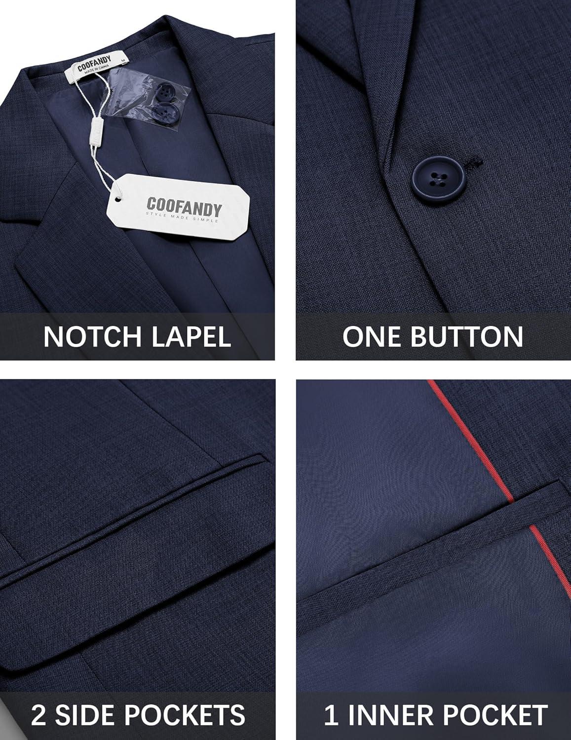 imageCOOFANDY Mens Casual Blazer Suit Jackets One Button Sport Coats Lightweight Business Sports JacketsDark Blue