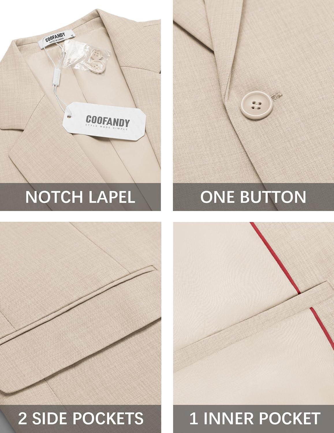 imageCOOFANDY Mens Casual Blazer Suit Jackets One Button Sport Coats Lightweight Business Sports JacketsLight Khaki