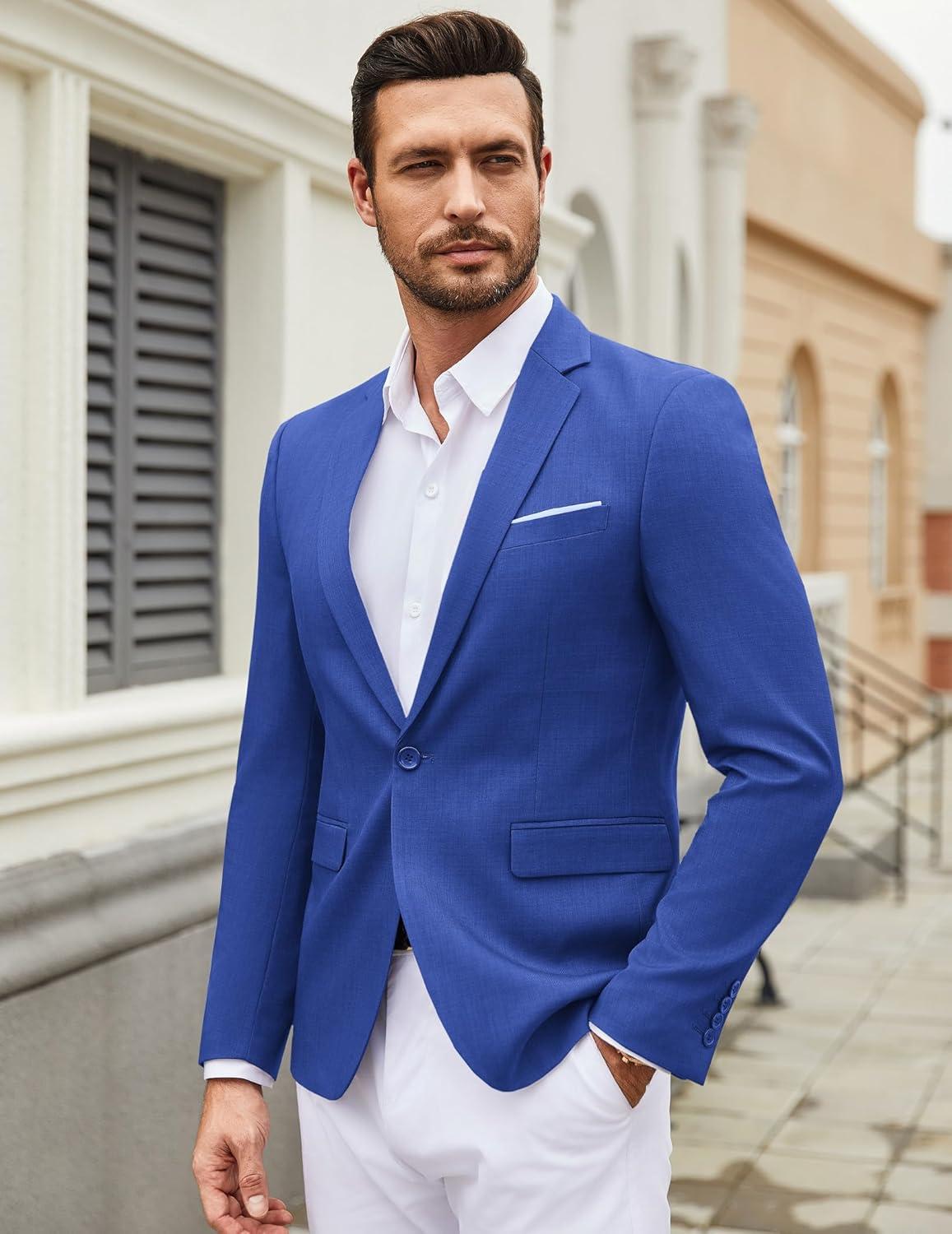 imageCOOFANDY Mens Casual Blazer Suit Jackets One Button Sport Coats Lightweight Business Sports JacketsRoyal Blue