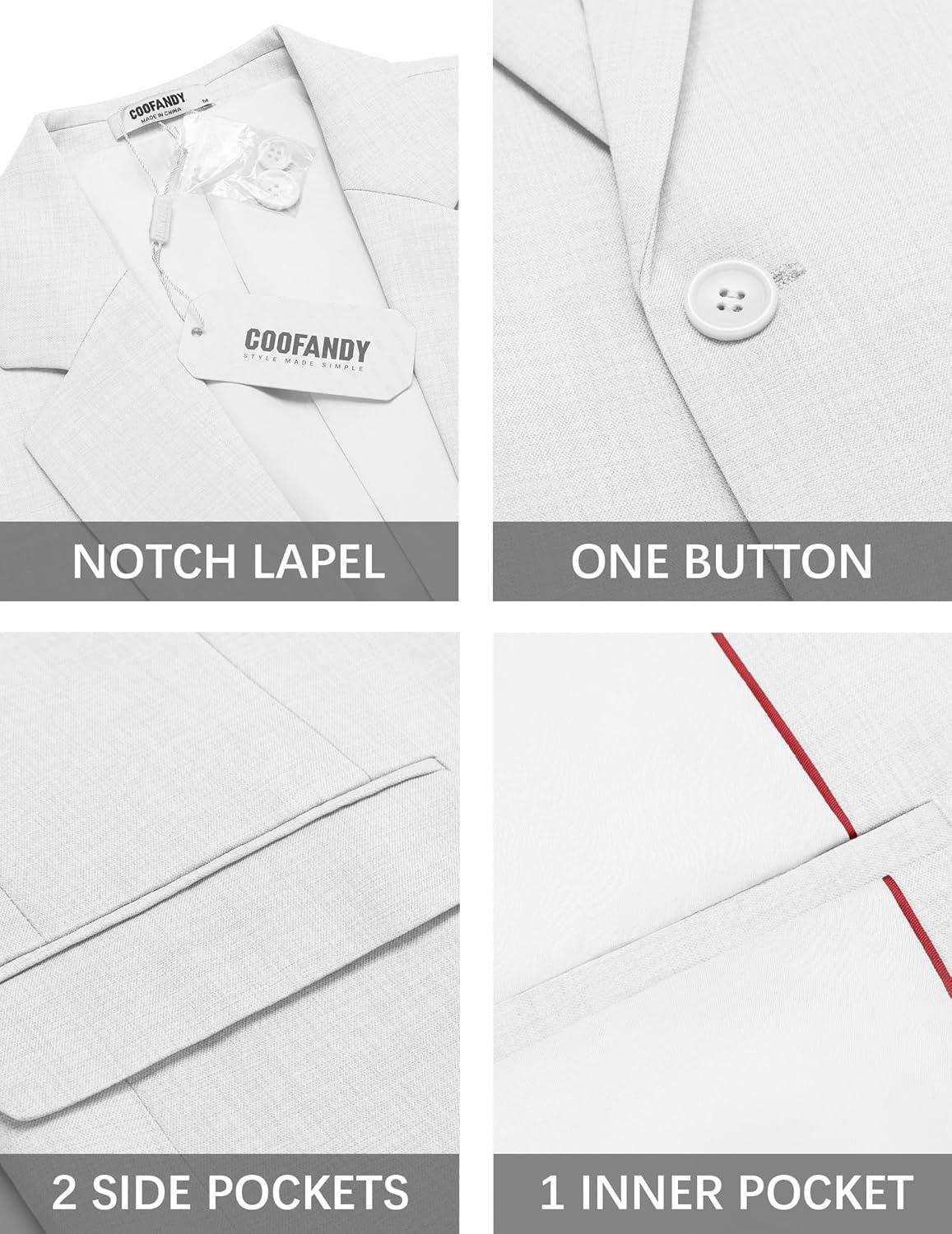 imageCOOFANDY Mens Casual Blazer Suit Jackets One Button Sport Coats Lightweight Business Sports JacketsWhite