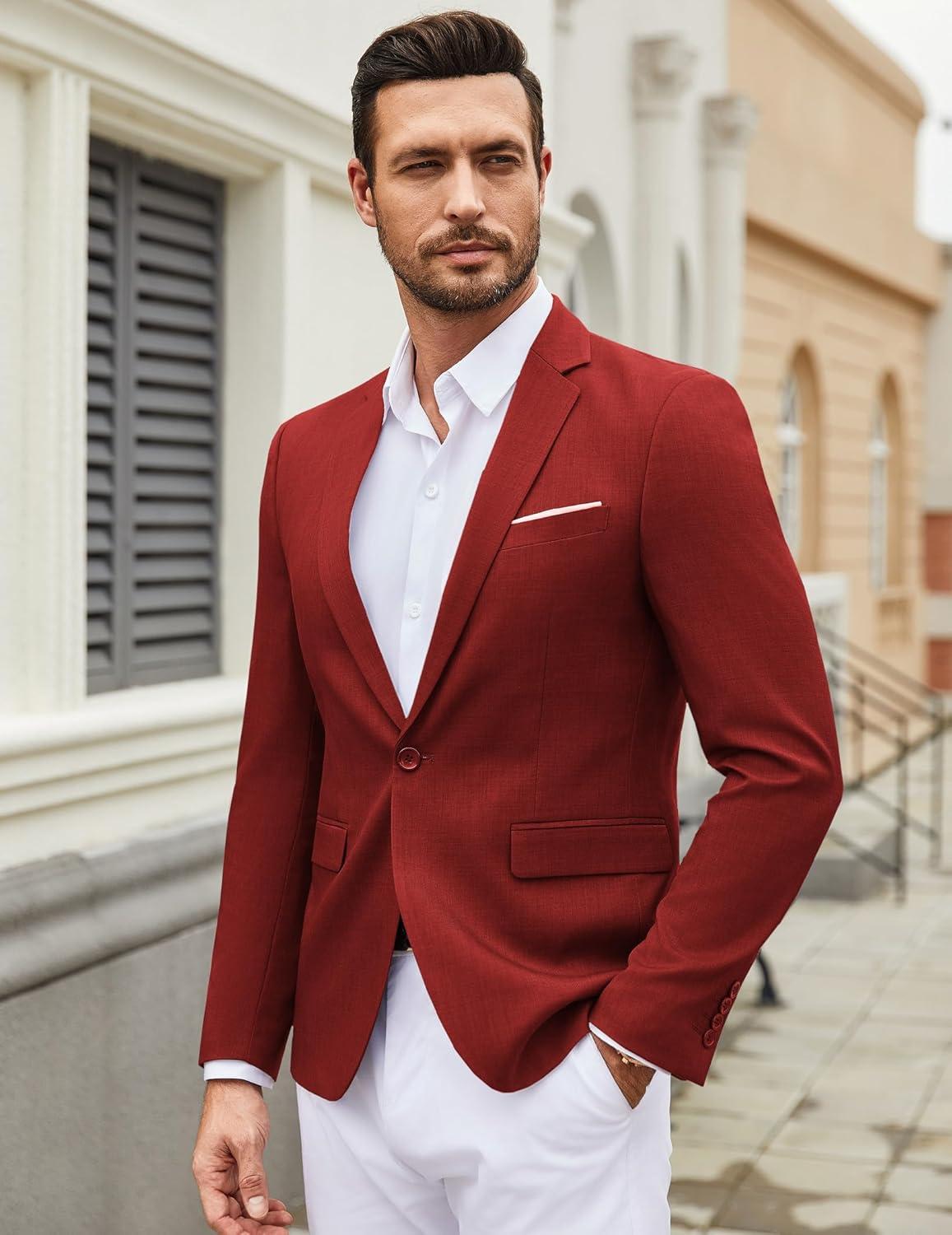 imageCOOFANDY Mens Casual Blazer Suit Jackets One Button Sport Coats Lightweight Business Sports JacketsWine