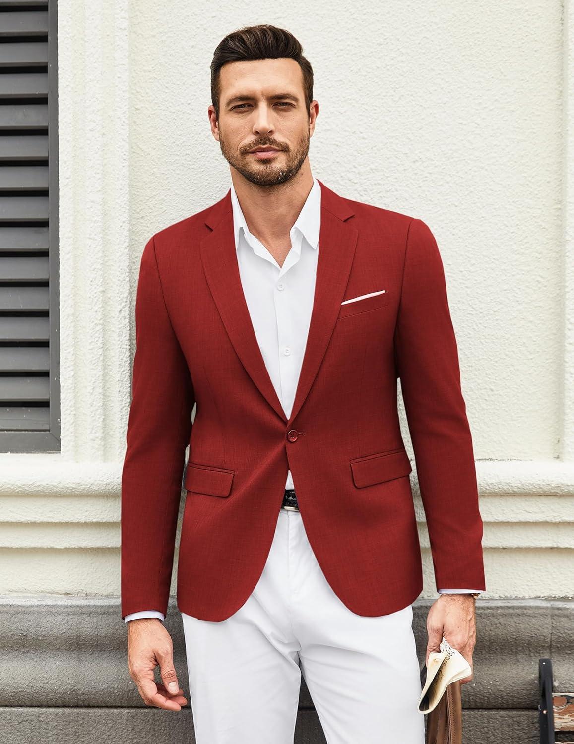 imageCOOFANDY Mens Casual Blazer Suit Jackets One Button Sport Coats Lightweight Business Sports JacketsWine