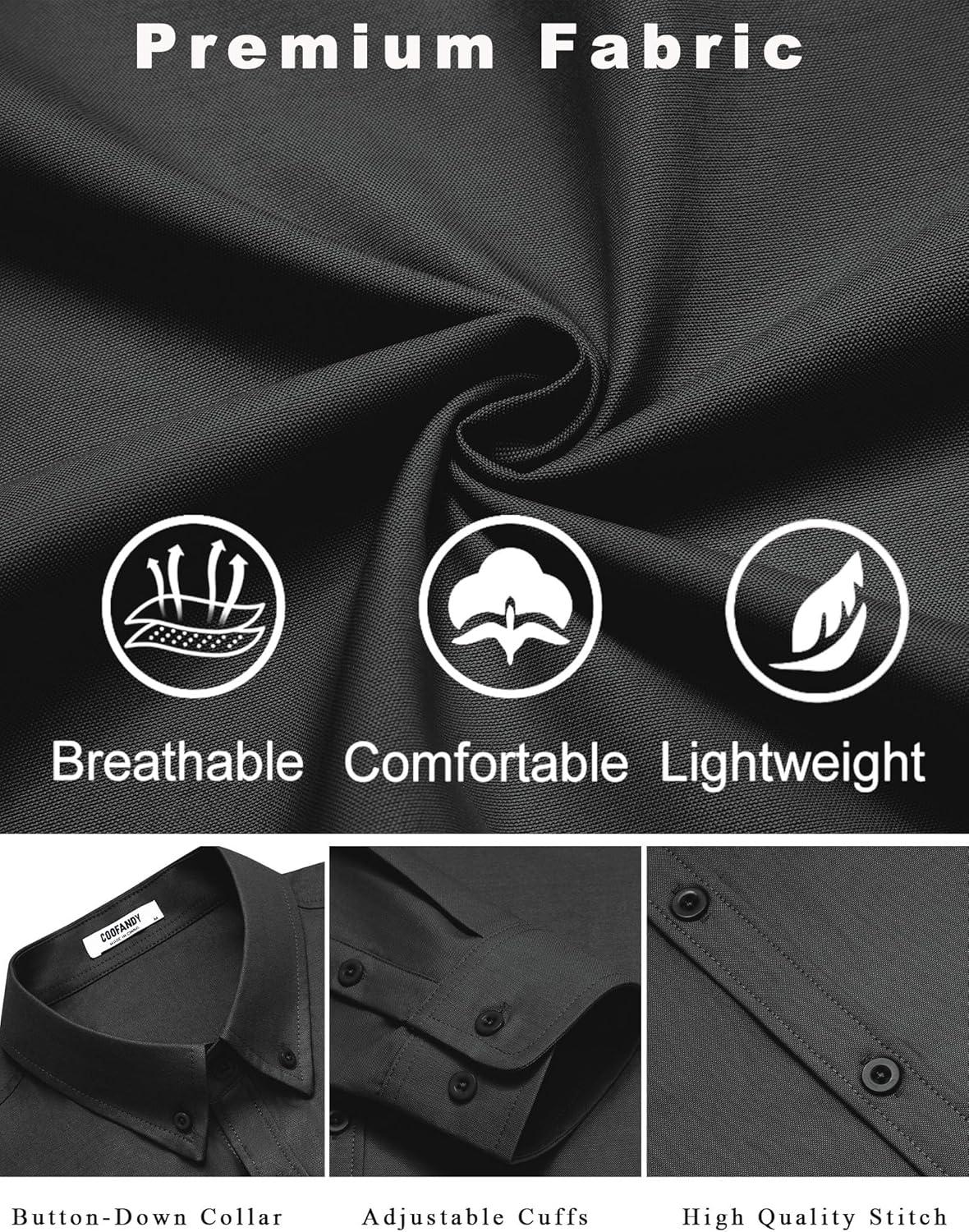 imageCOOFANDY Mens Casual Button Down Shirts Long Sleeve Regualar Fit Dress Shirt Oxford Shirts for MenBlack