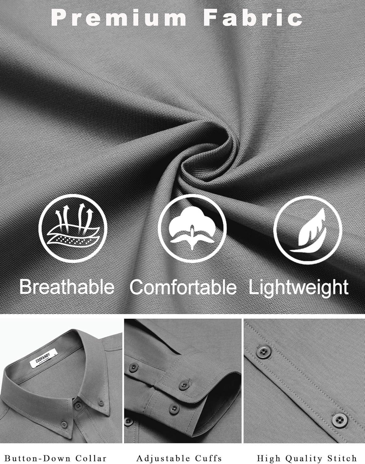 imageCOOFANDY Mens Casual Button Down Shirts Long Sleeve Regualar Fit Dress Shirt Oxford Shirts for MenDark Grey