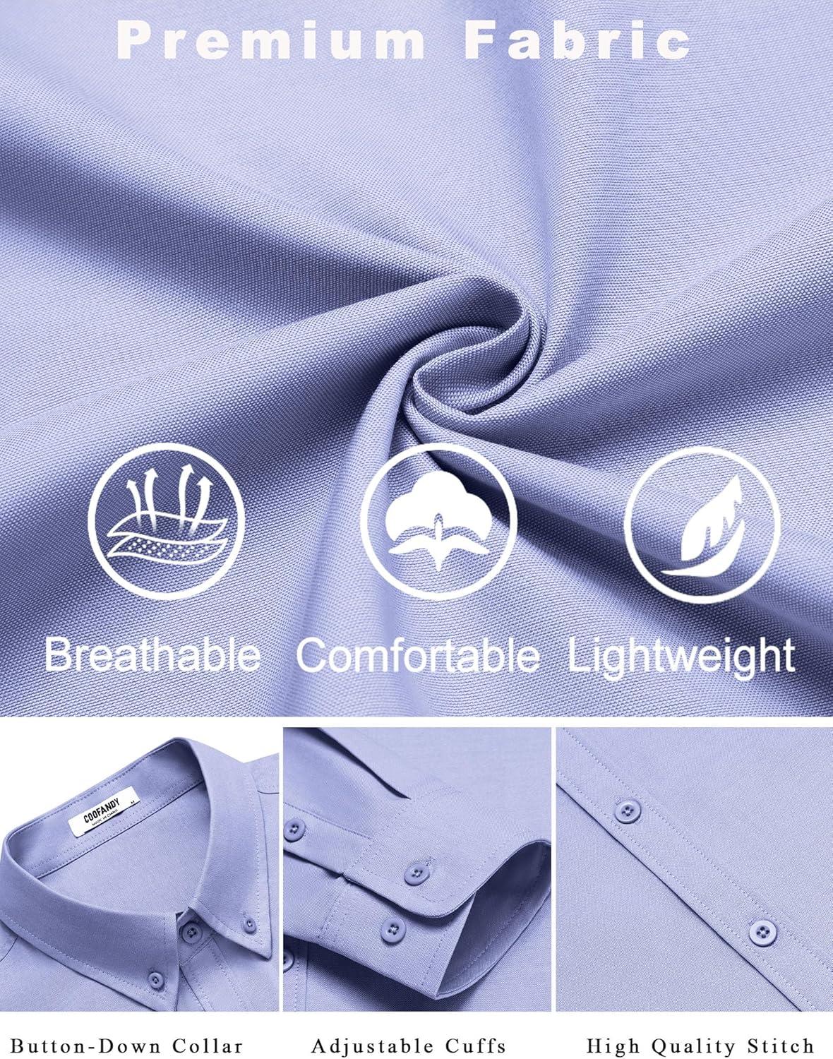 imageCOOFANDY Mens Casual Button Down Shirts Long Sleeve Regualar Fit Dress Shirt Oxford Shirts for MenDenim Blue