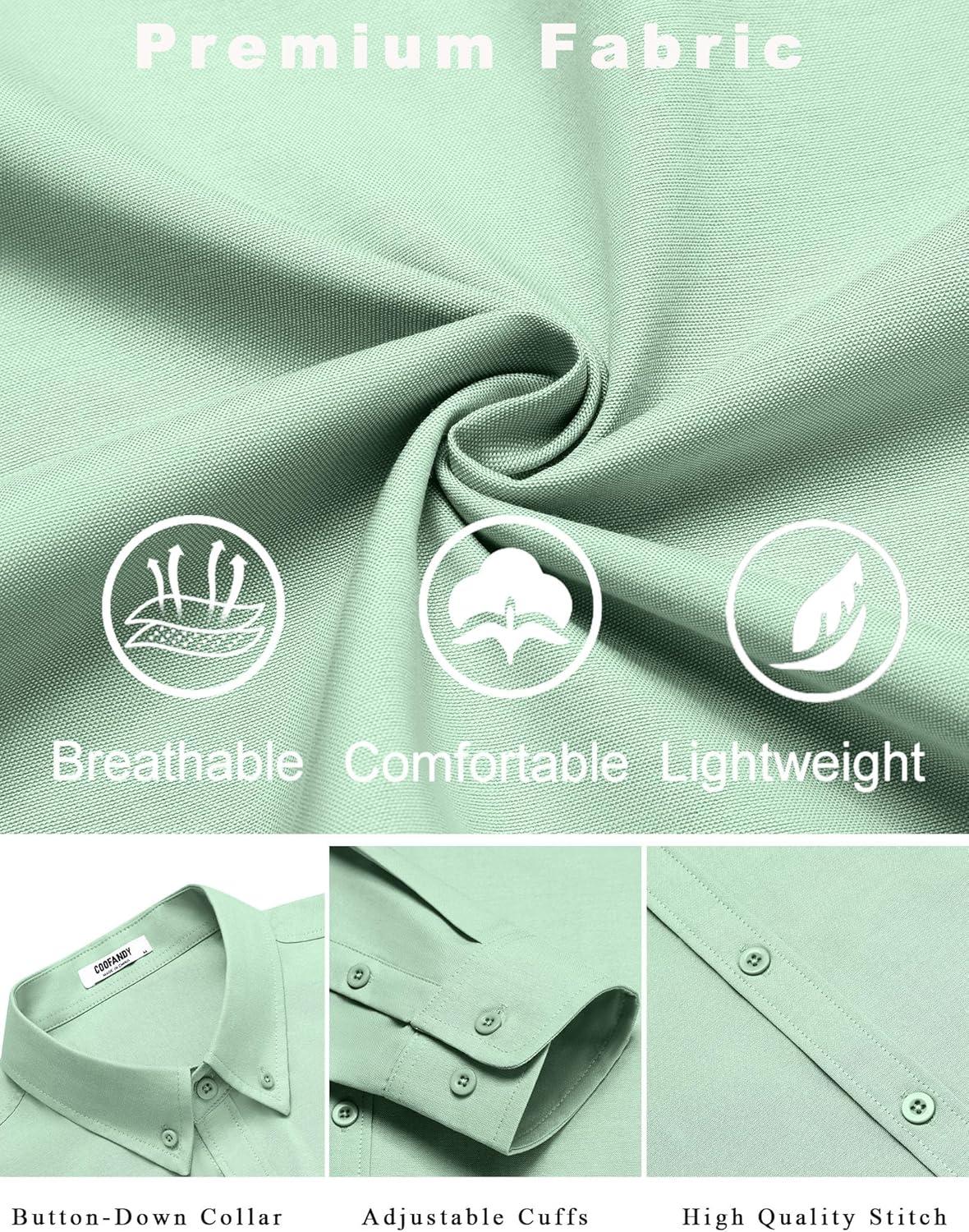 imageCOOFANDY Mens Casual Button Down Shirts Long Sleeve Regualar Fit Dress Shirt Oxford Shirts for MenGrey Green