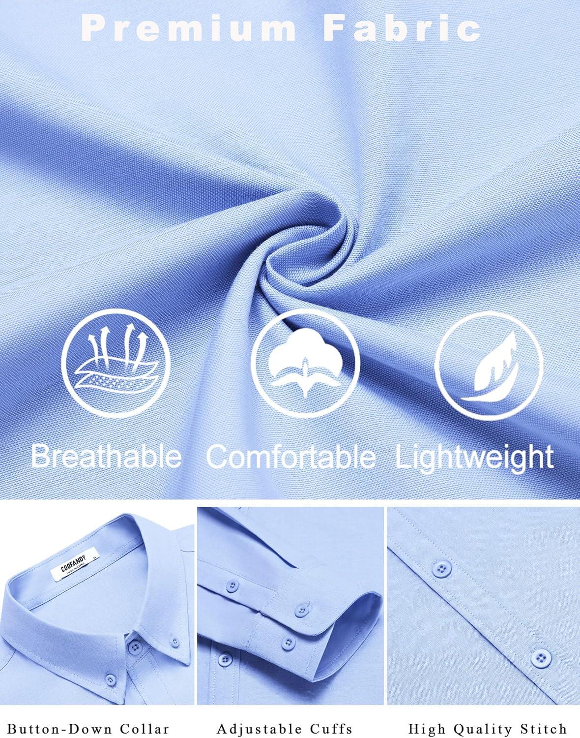 imageCOOFANDY Mens Casual Button Down Shirts Long Sleeve Regualar Fit Dress Shirt Oxford Shirts for MenLight Blue