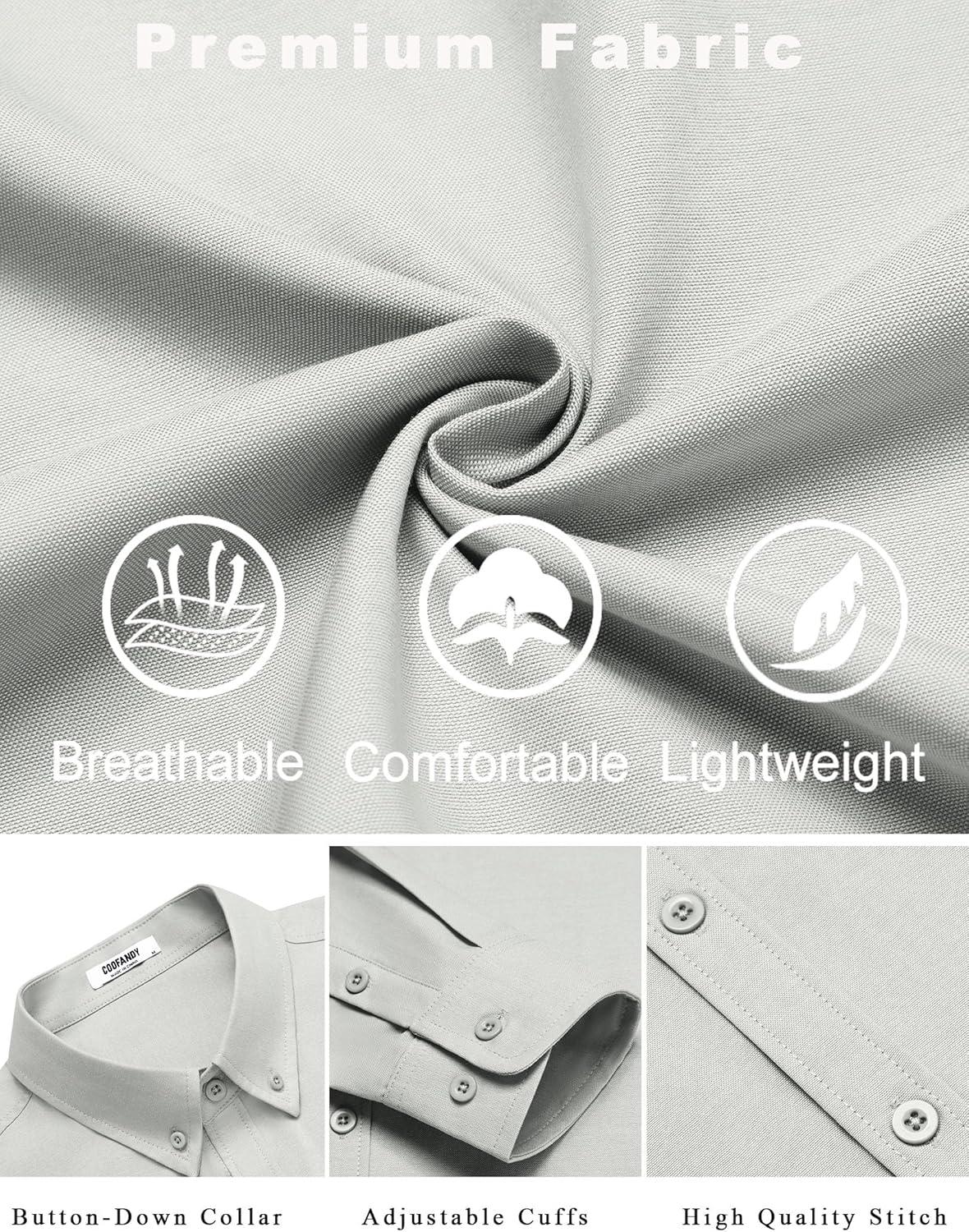 imageCOOFANDY Mens Casual Button Down Shirts Long Sleeve Regualar Fit Dress Shirt Oxford Shirts for MenLight Grey