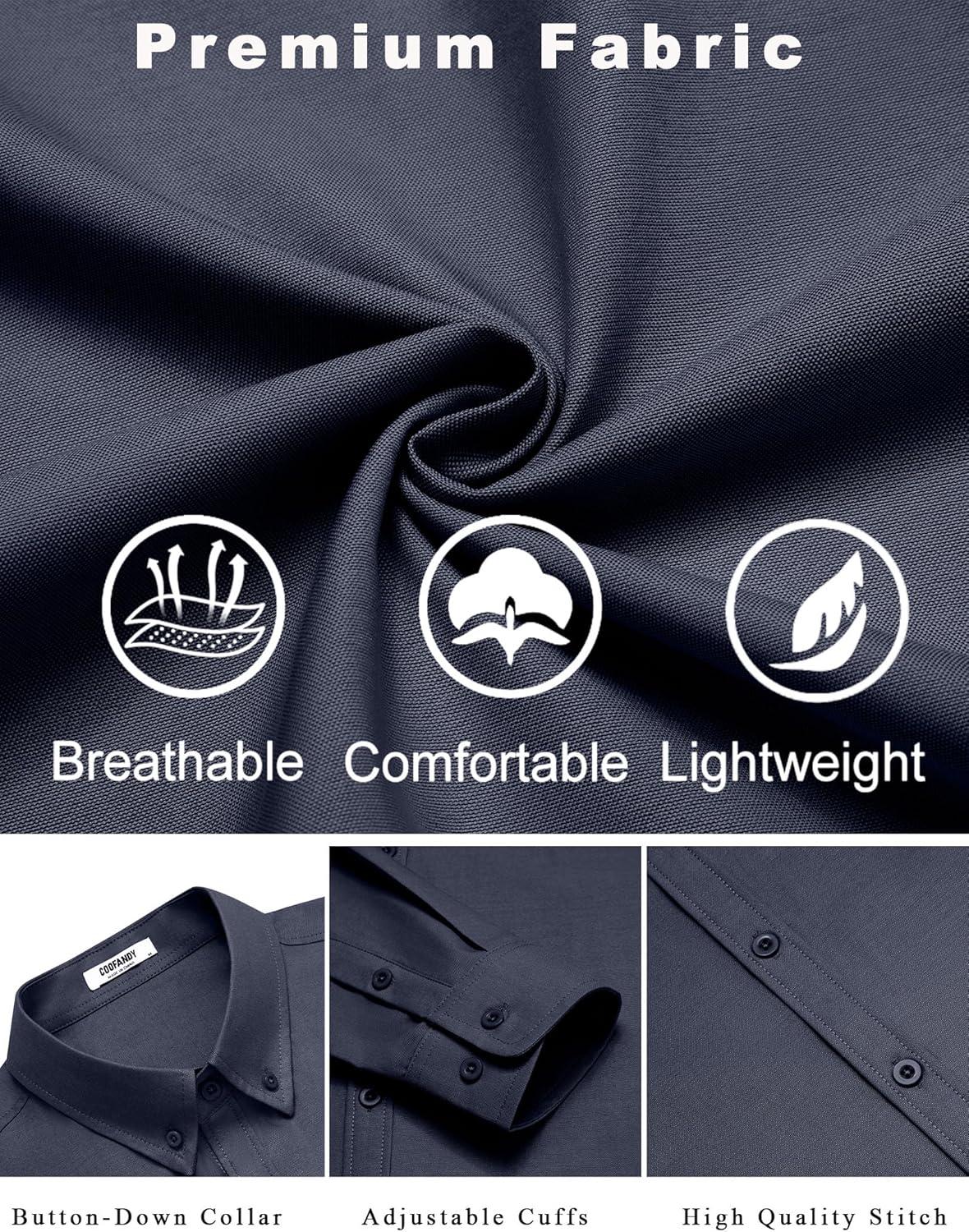 imageCOOFANDY Mens Casual Button Down Shirts Long Sleeve Regualar Fit Dress Shirt Oxford Shirts for MenNavy Blue