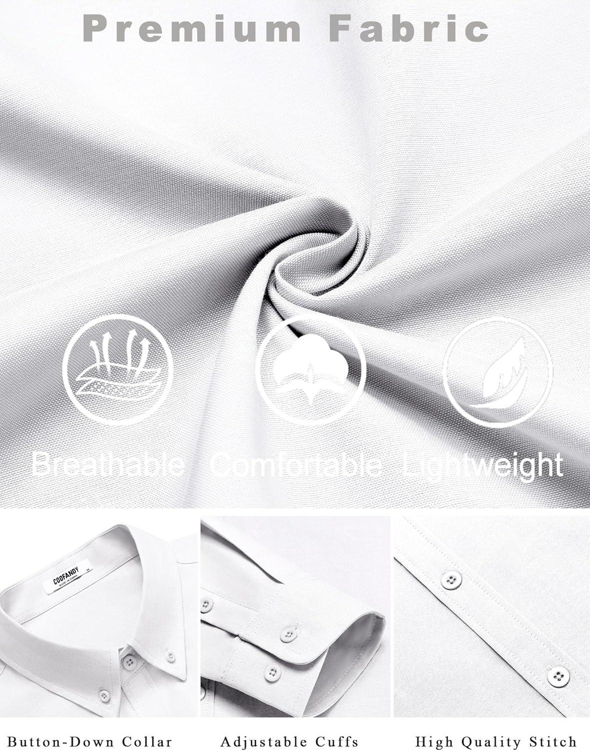 imageCOOFANDY Mens Casual Button Down Shirts Long Sleeve Regualar Fit Dress Shirt Oxford Shirts for MenWhite