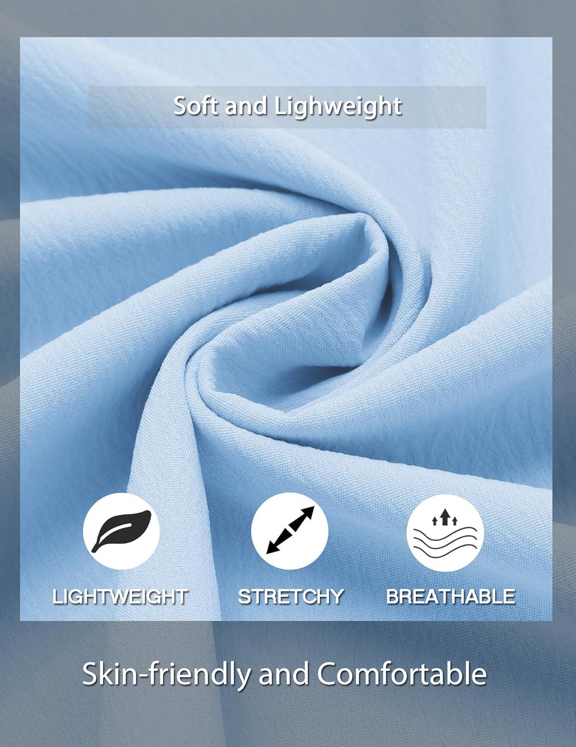 imageCOOFANDY Mens Casual Henley Shirt Short Sleeve Summer Beach Band Collar Shirt Hippie Henley TShirts with PocketLight Blue