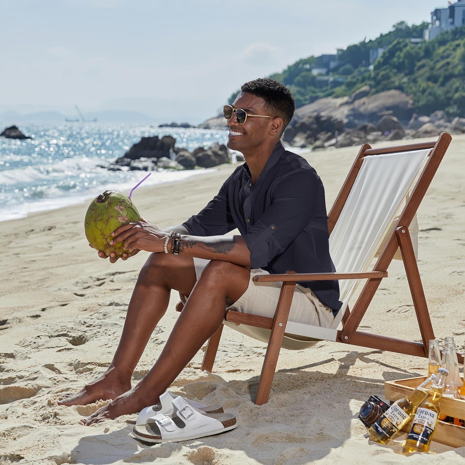 imageCOOFANDY Mens Casual Henley Shirts Long Sleeve Band Collar Lightweight Beach Shirts Summer TShirtsNavy Blue