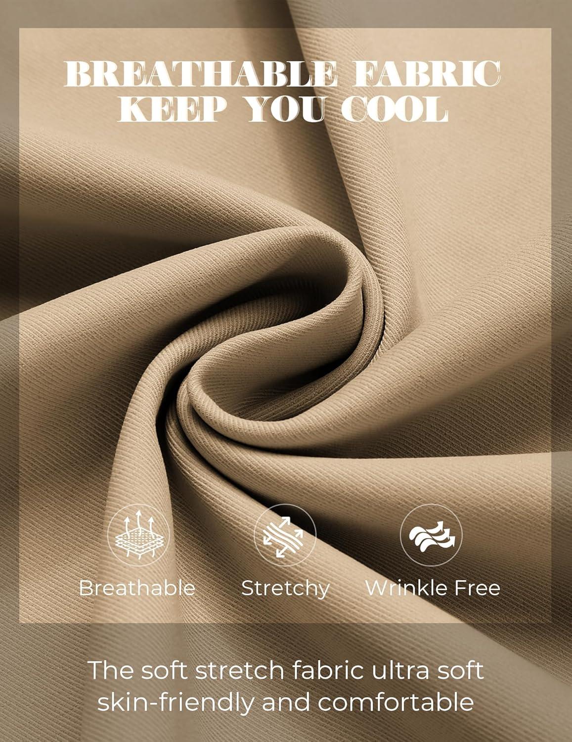 imageCOOFANDY Mens Casual Pants Elastic Waist Chino Pants Lightweight Drawstring Pants with PocketsAkhaki