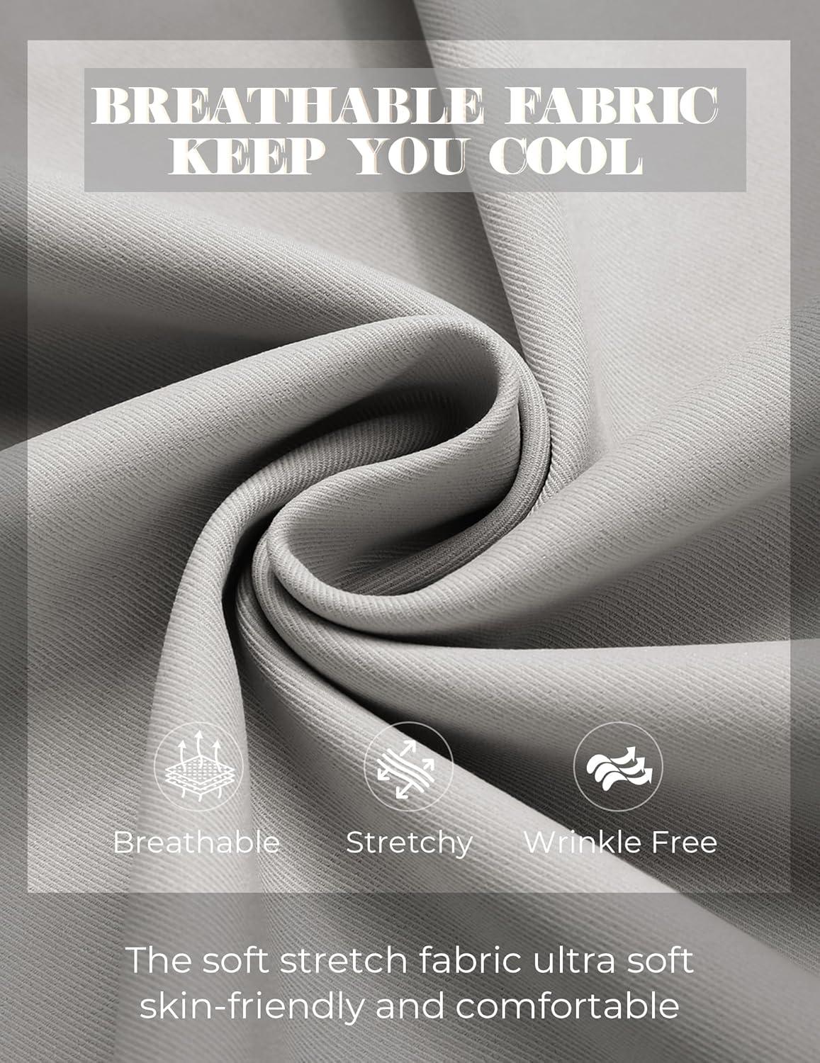 imageCOOFANDY Mens Casual Pants Elastic Waist Chino Pants Lightweight Drawstring Pants with PocketsLight Gray