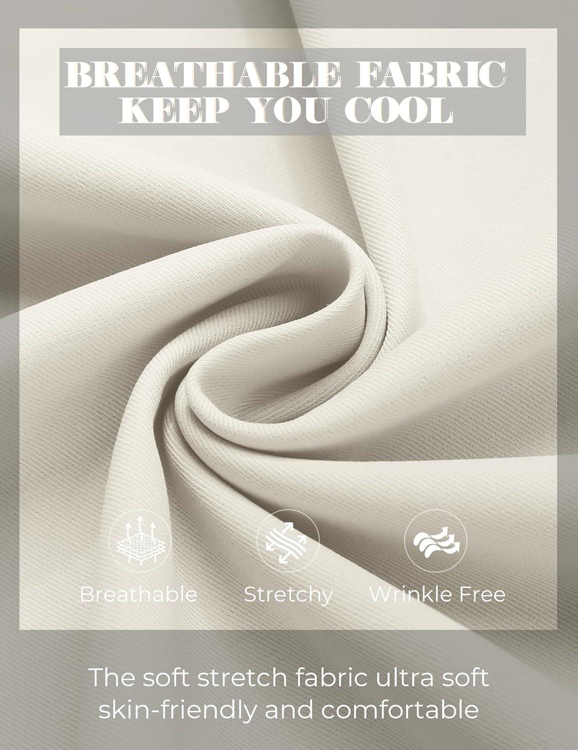 imageCOOFANDY Mens Casual Pants Elastic Waist Chino Pants Lightweight Drawstring Pants with PocketsOffwhite