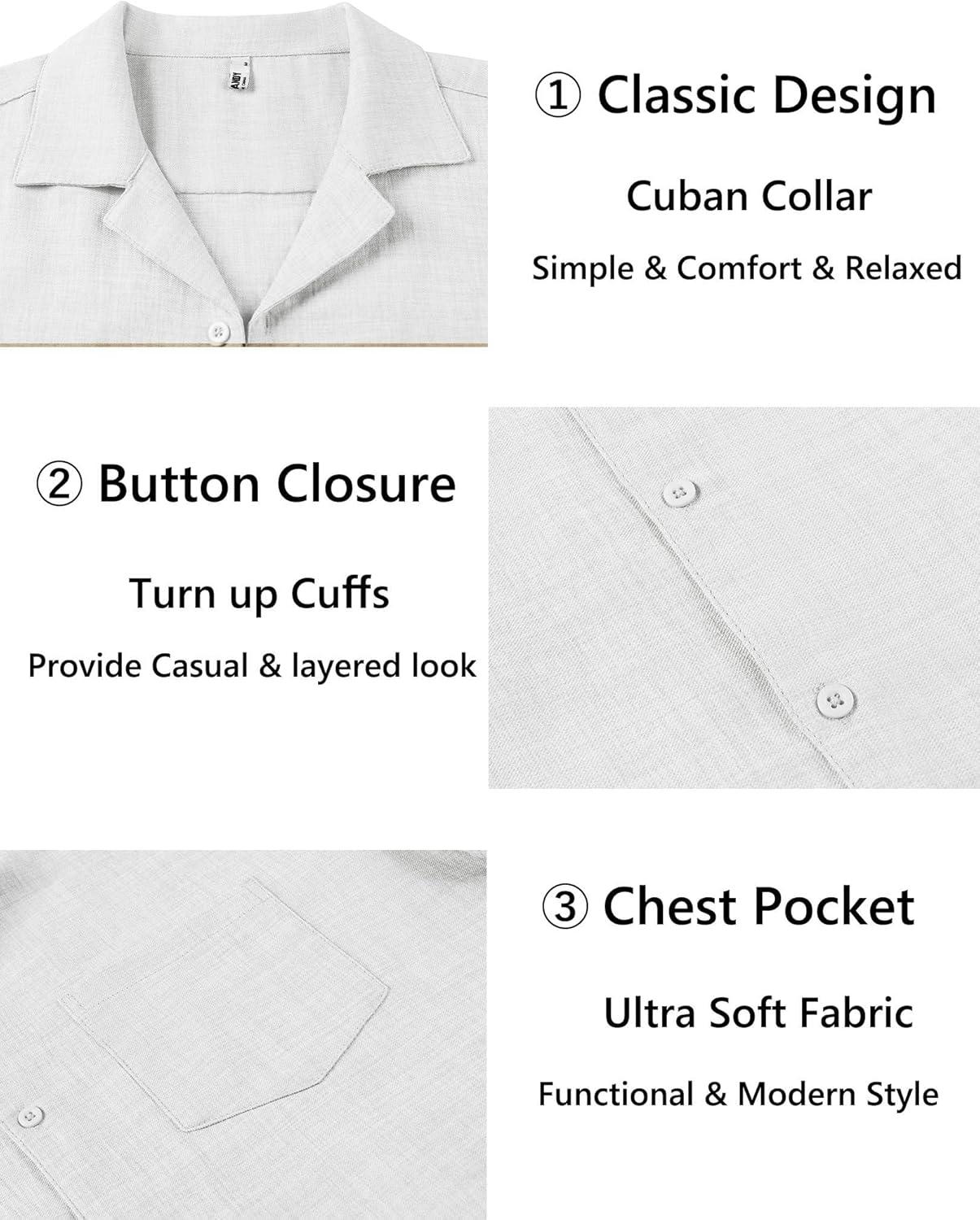 imageCOOFANDY Mens Casual Short Sleeve Button Down Shirts Cuban Linen Textured Shirt Summer Beach WearWhite