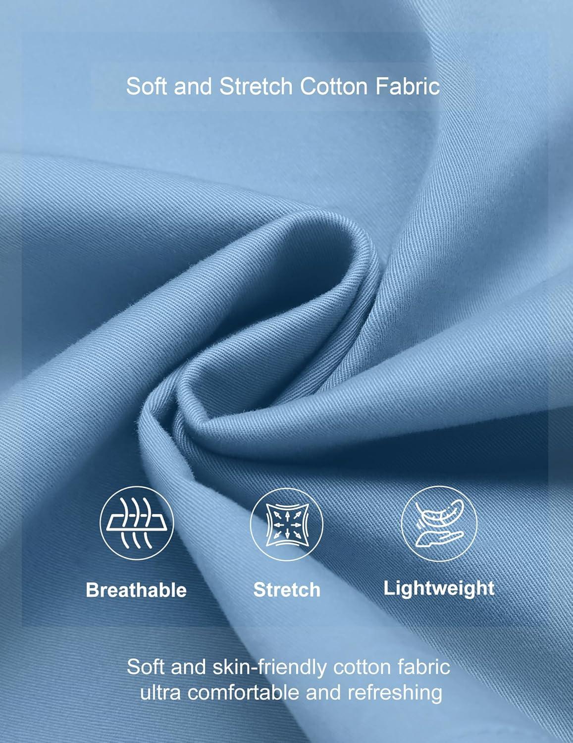 imageCOOFANDY Mens Casual Shorts Cotton Elastic Waist Drawstring Shorts Lightweight Summer Beach ShortsLight Blue