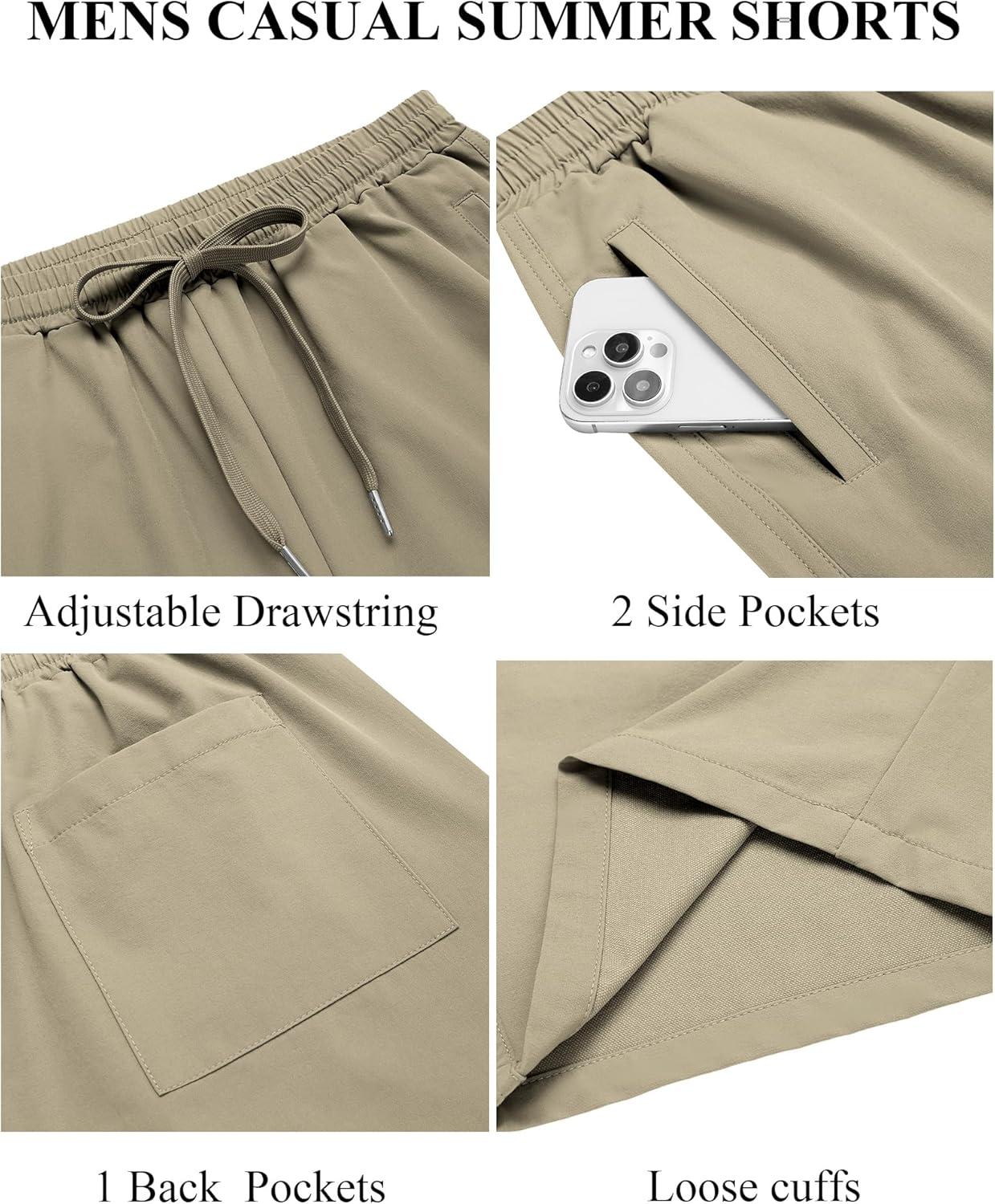 imageCOOFANDY Mens Casual Shorts Cotton Elastic Waist Drawstring Shorts Lightweight Summer Beach ShortsMoon Grey