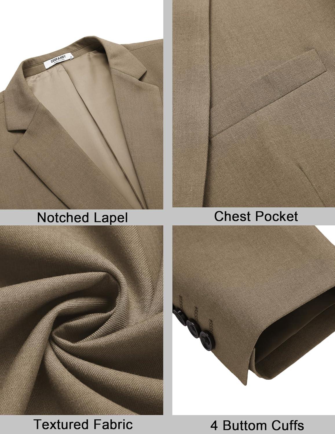 imageCOOFANDY Mens Casual Sport Coat Regular Fit Lightweight Blazers Jacket Two Button Business Suit JacketsKhaki