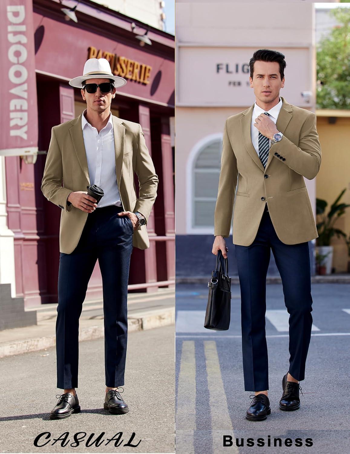 imageCOOFANDY Mens Casual Sport Coat Regular Fit Lightweight Blazers Jacket Two Button Business Suit JacketsKhaki