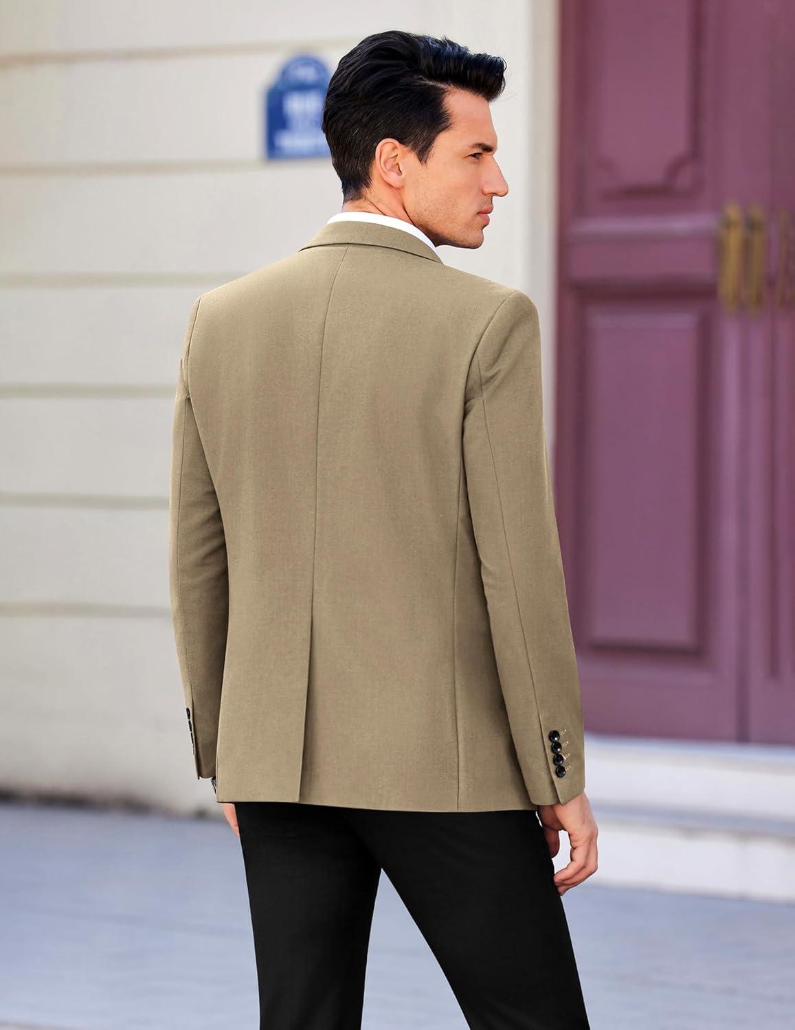 imageCOOFANDY Mens Casual Sport Coat Regular Fit Lightweight Blazers Jacket Two Button Business Suit JacketsKhaki