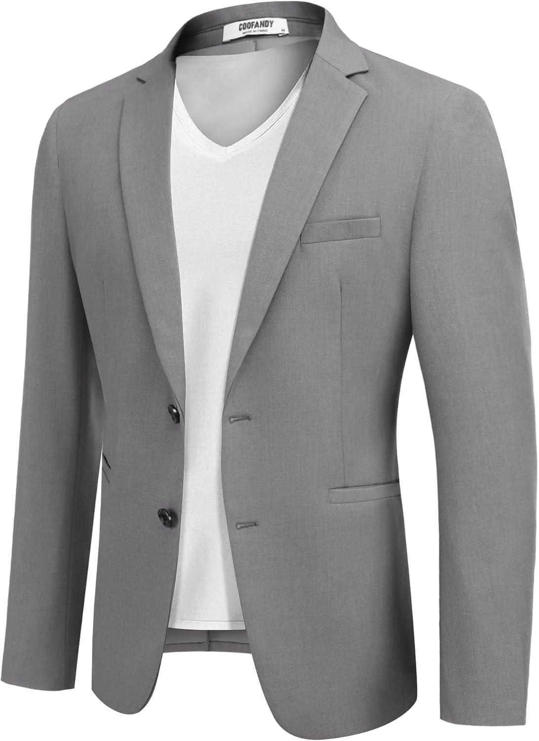 imageCOOFANDY Mens Casual Sport Coat Regular Fit Lightweight Blazers Jacket Two Button Business Suit JacketsLight Grey