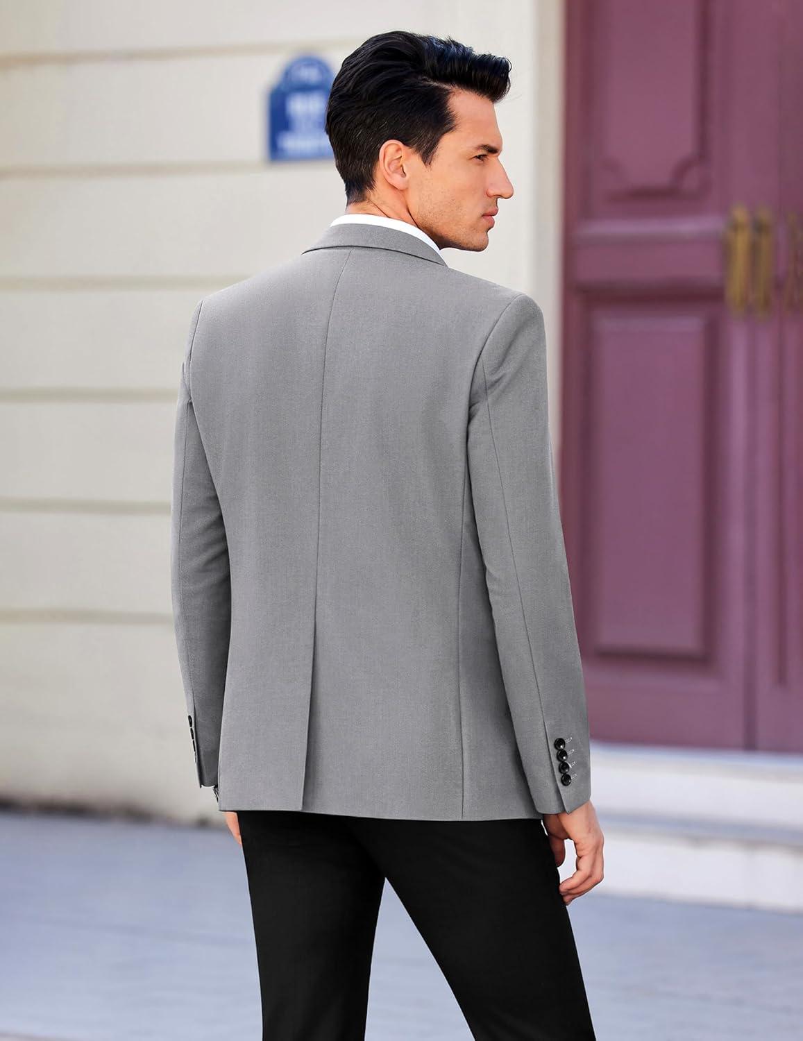 imageCOOFANDY Mens Casual Sport Coat Regular Fit Lightweight Blazers Jacket Two Button Business Suit JacketsLight Grey