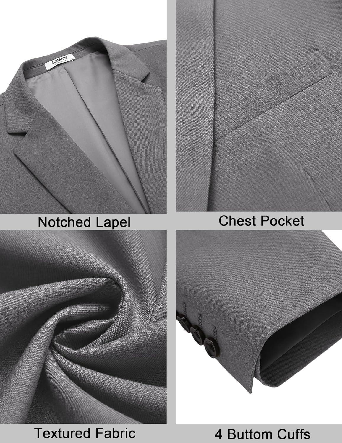 imageCOOFANDY Mens Casual Sport Coat Regular Fit Lightweight Blazers Jacket Two Button Business Suit JacketsLight Grey