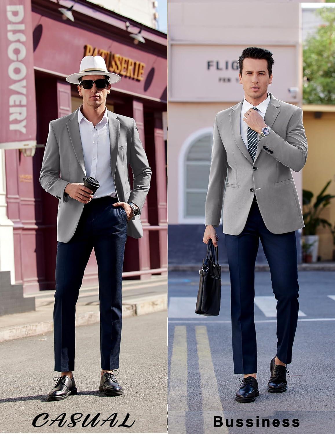 imageCOOFANDY Mens Casual Sport Coat Regular Fit Lightweight Blazers Jacket Two Button Business Suit JacketsLight Grey