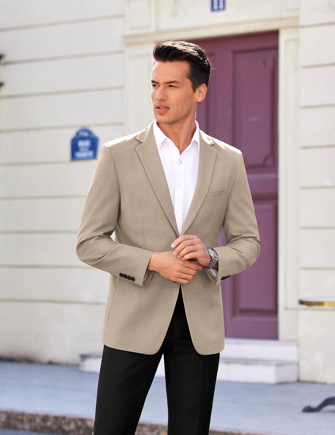 imageCOOFANDY Mens Casual Sport Coat Regular Fit Lightweight Blazers Jacket Two Button Business Suit JacketsMoon Grey