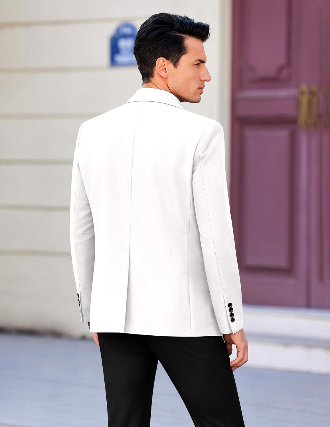 imageCOOFANDY Mens Casual Sport Coat Regular Fit Lightweight Blazers Jacket Two Button Business Suit JacketsWhite