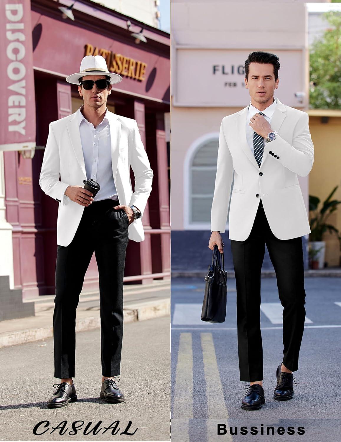 imageCOOFANDY Mens Casual Sport Coat Regular Fit Lightweight Blazers Jacket Two Button Business Suit JacketsWhite