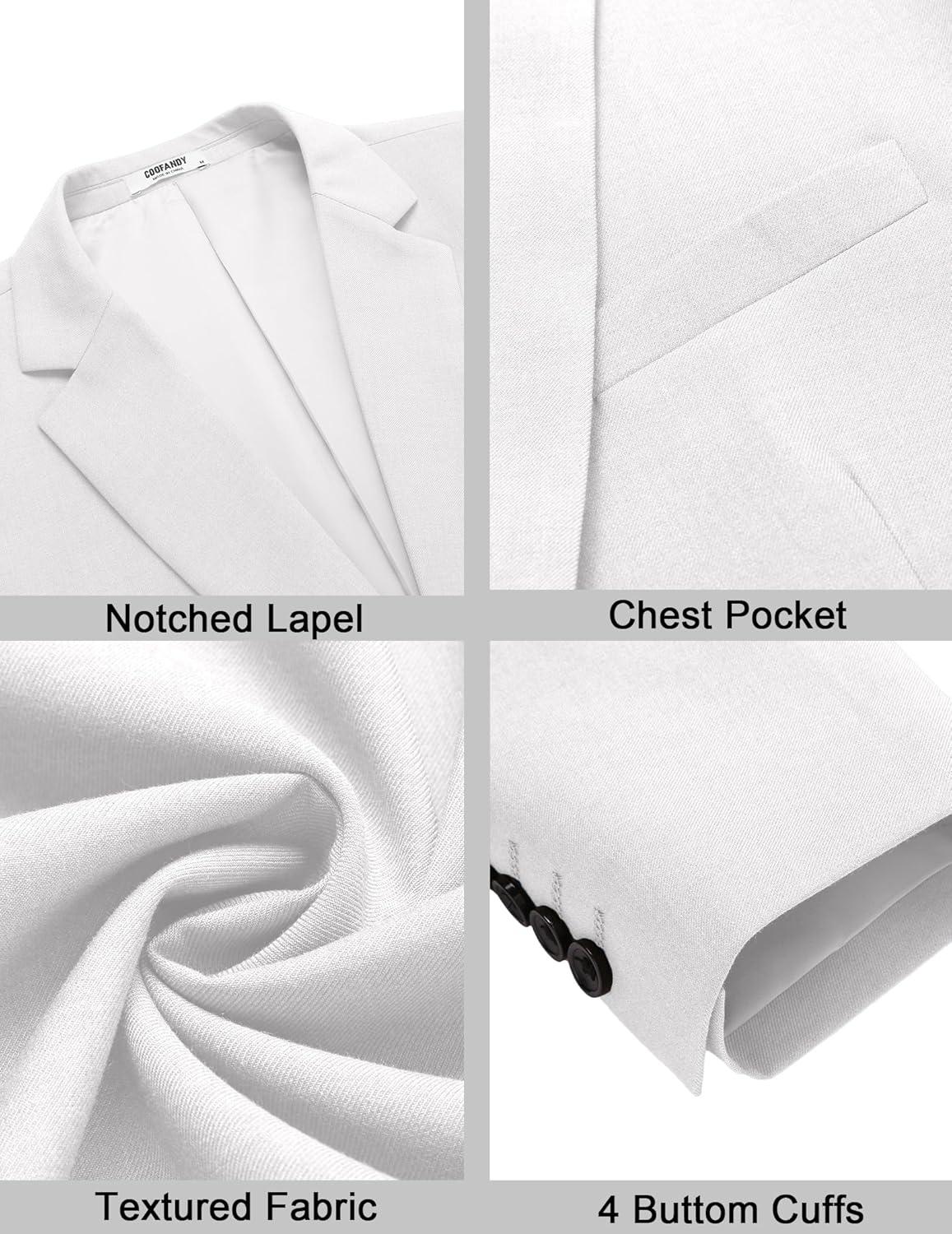 imageCOOFANDY Mens Casual Sport Coat Regular Fit Lightweight Blazers Jacket Two Button Business Suit JacketsWhite