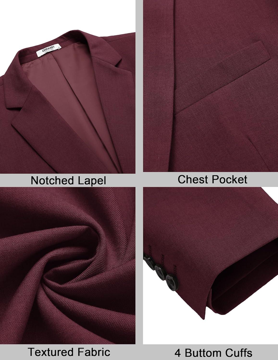 imageCOOFANDY Mens Casual Sport Coat Regular Fit Lightweight Blazers Jacket Two Button Business Suit JacketsWine Red