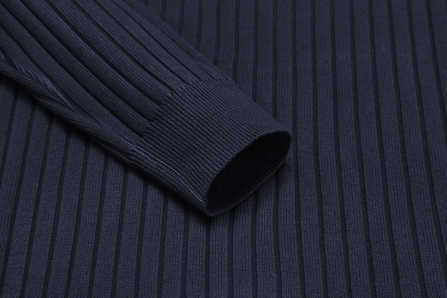 imageCOOFANDY Mens Crewneck Pullover Sweaters Business Casual Long Sleeve Slim Fit Sweater Chunky Cable Knit SweaterDark Bluenarrow Ribs